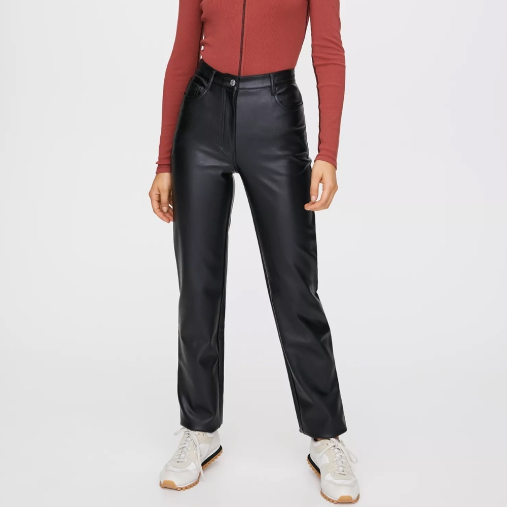Black aritzia Melina leather pants 0